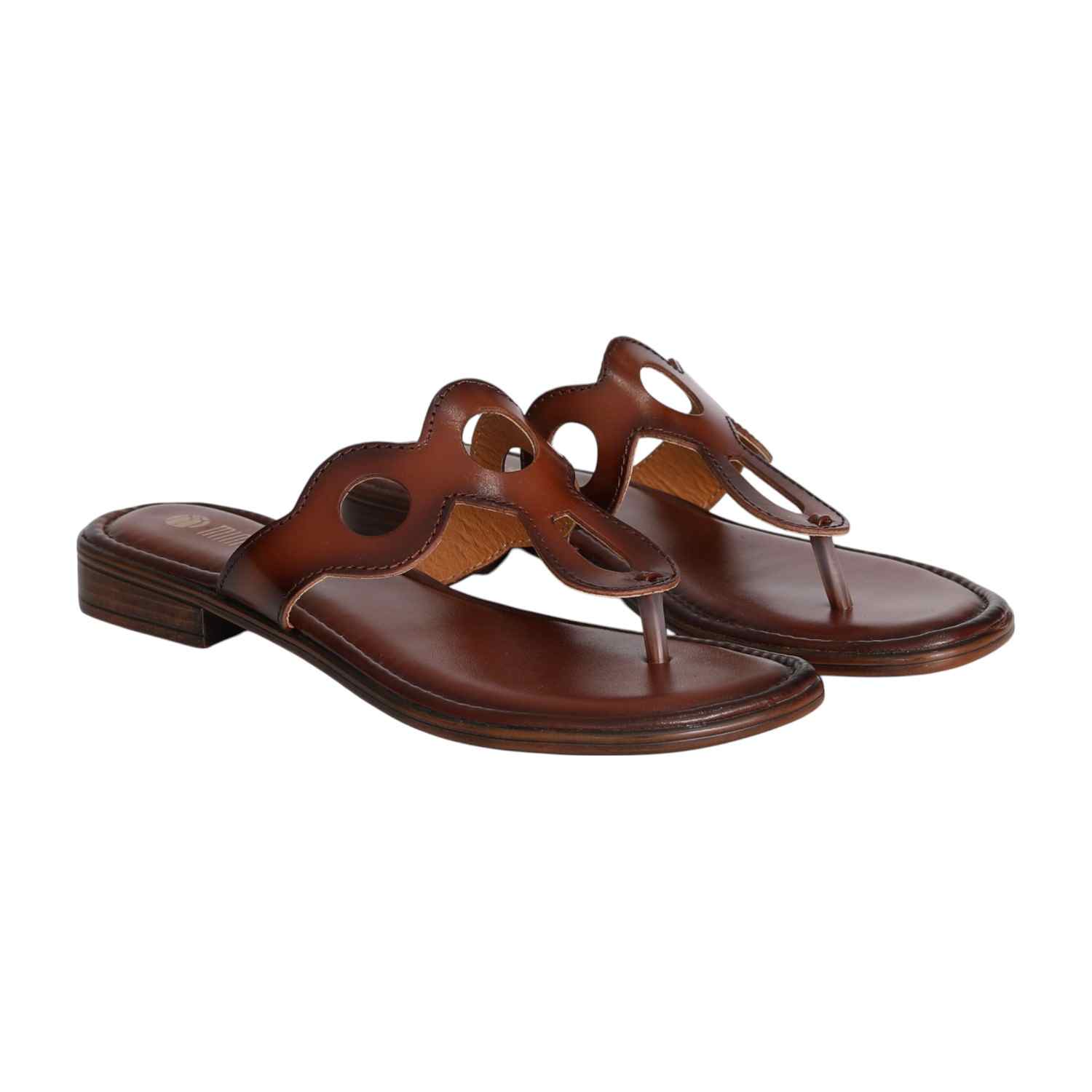Women Brown Slip-On Flats with Cut-Out Design