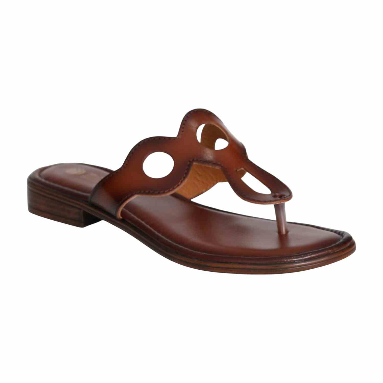 Women Brown Slip-On Flats with Cut-Out Design