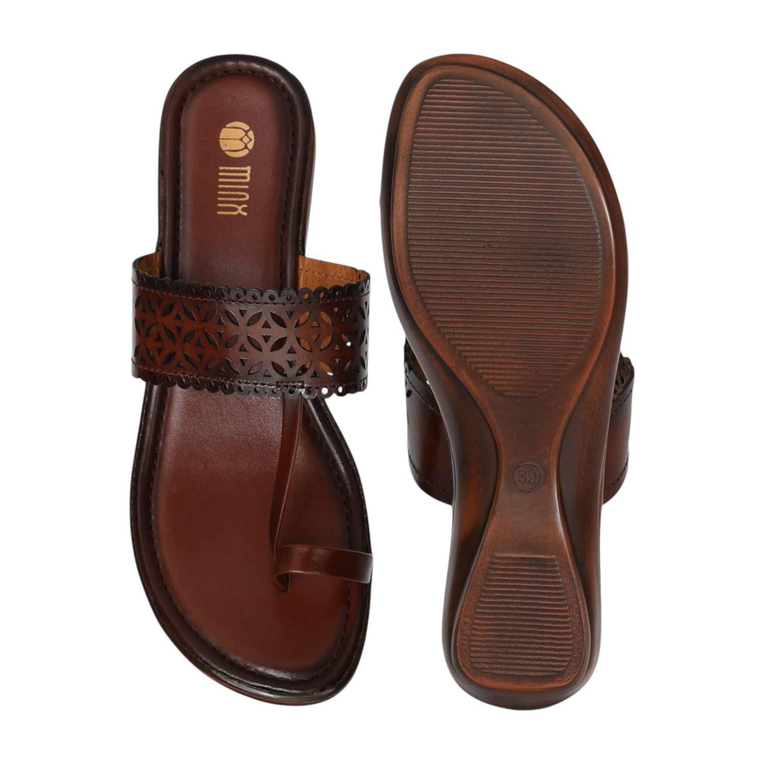Women’s Brown Intricate Petal Cut Wedge Sandals