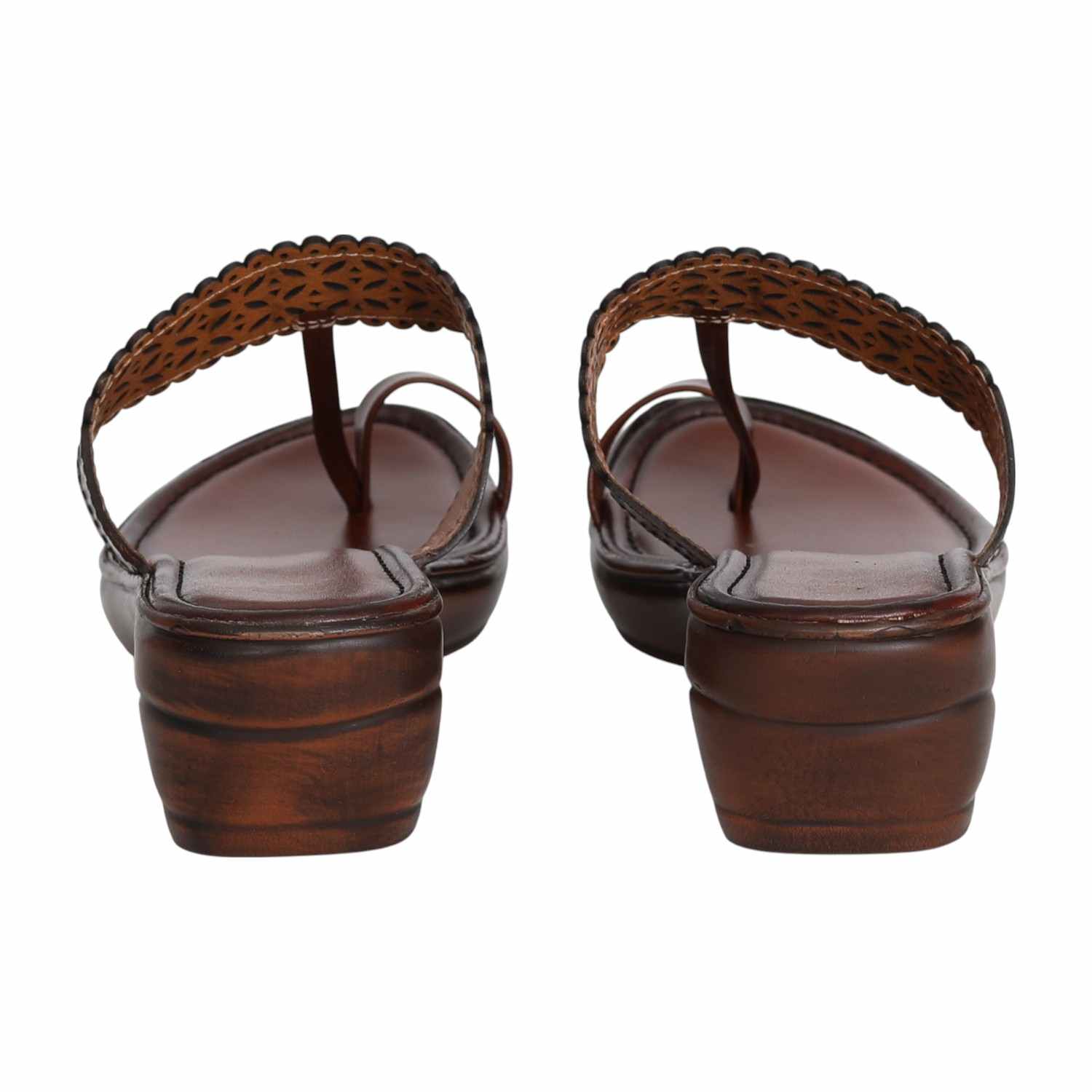 Women’s Brown Intricate Petal Cut Wedge Sandals