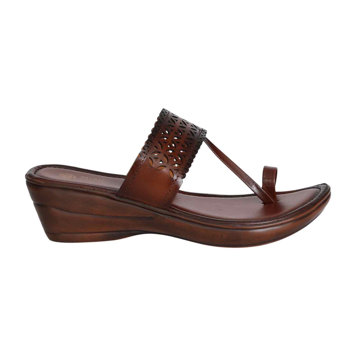 Women’s Brown Intricate Petal Cut Wedge Sandals