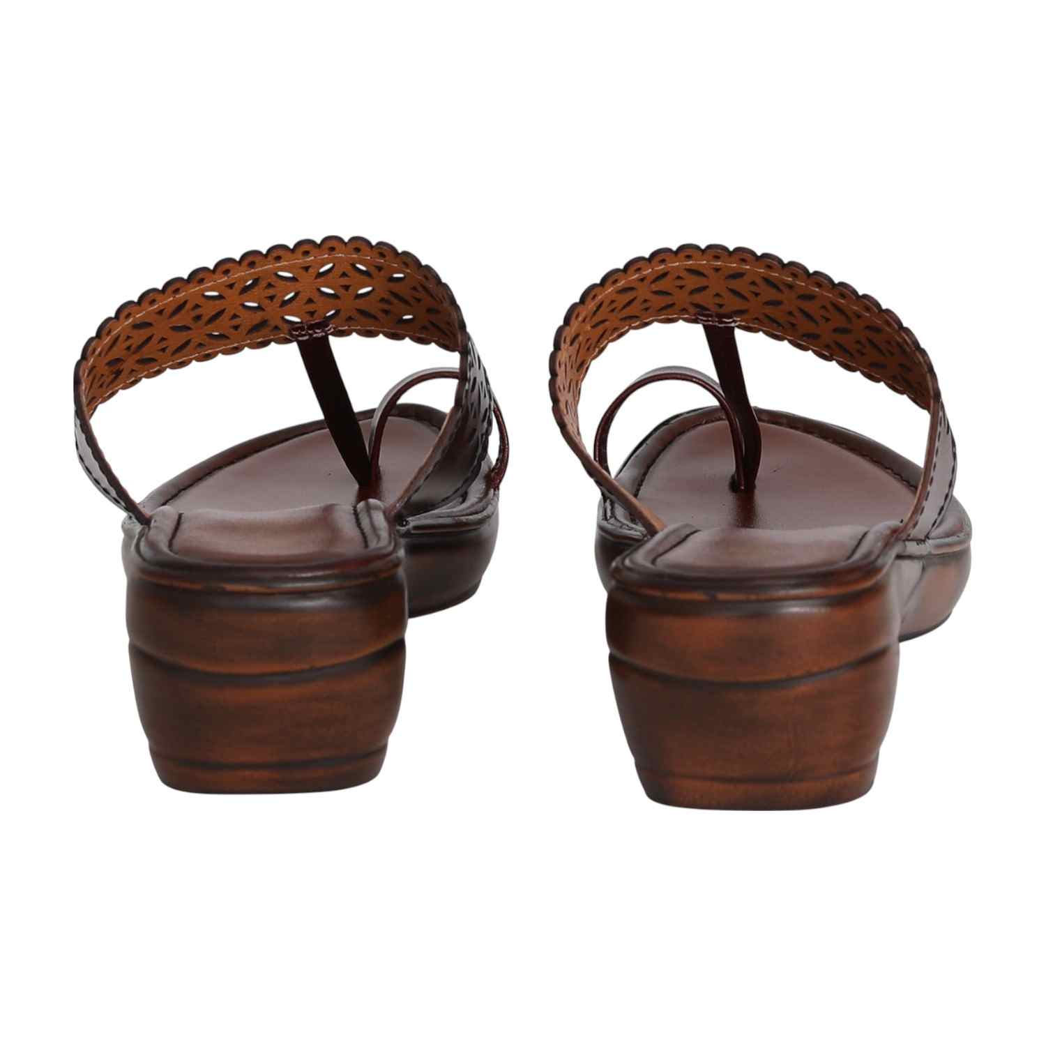 Women’s Maroon Intricate Petal Cut Wedge Sandals