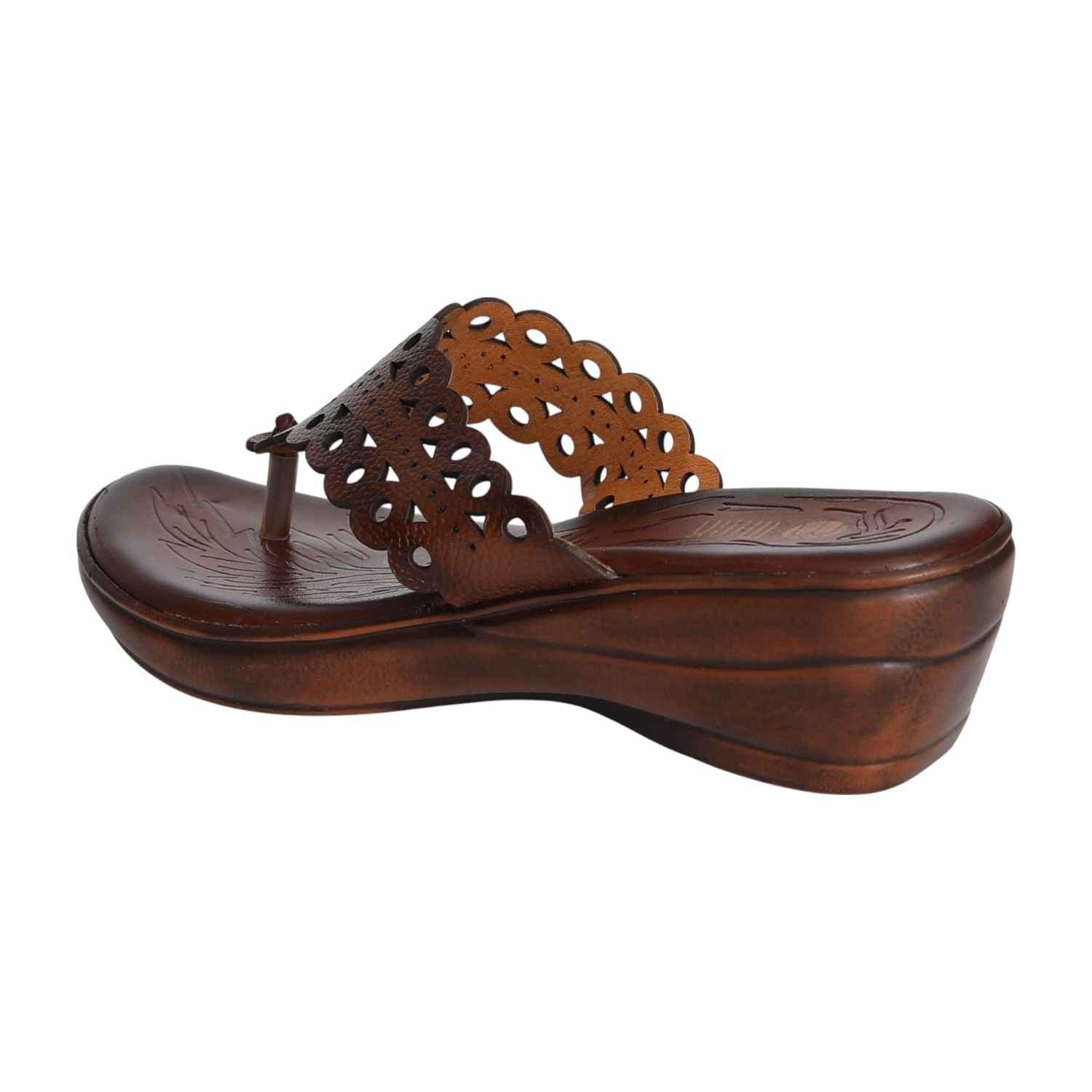 Women's Copper Rust Blossom Wedge  Sandal