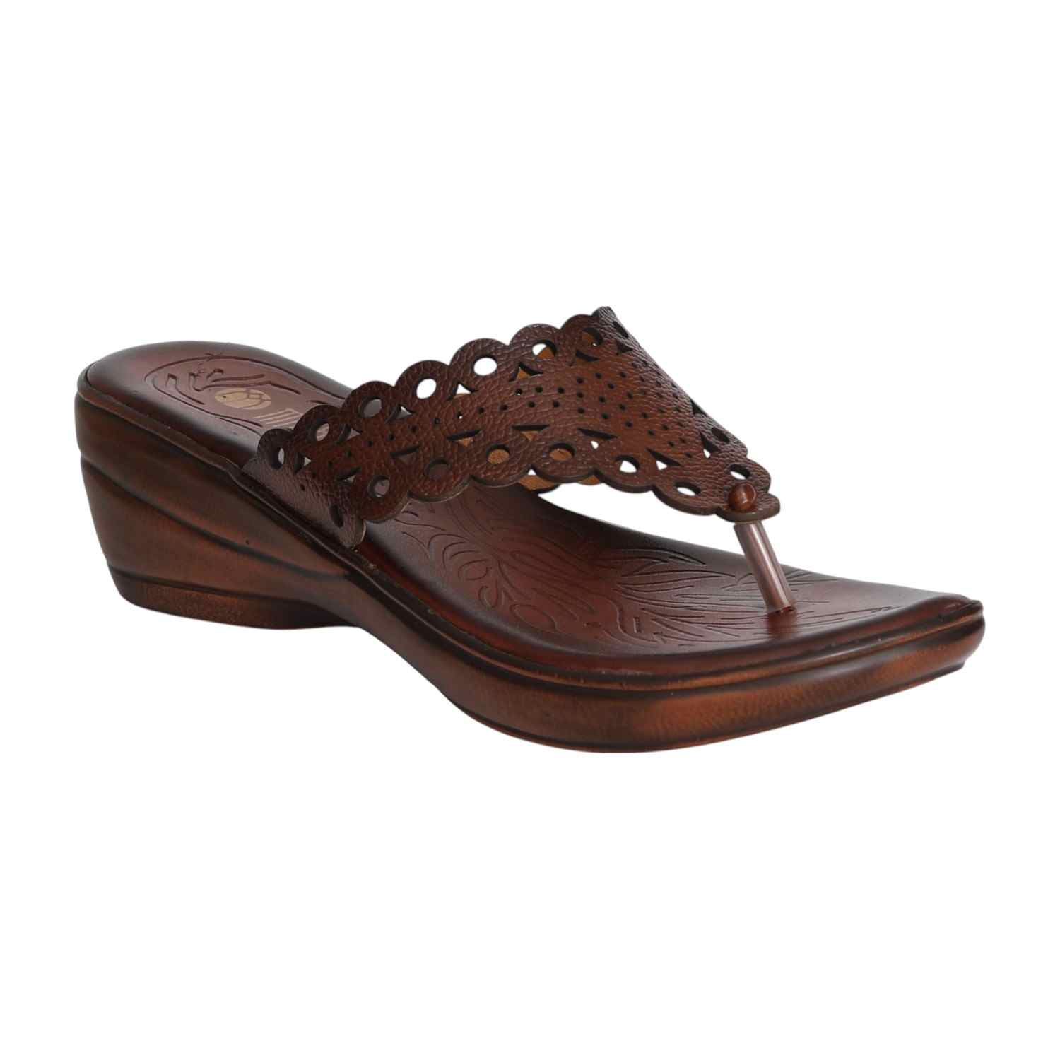 Women's Copper Rust Blossom Wedge  Sandal