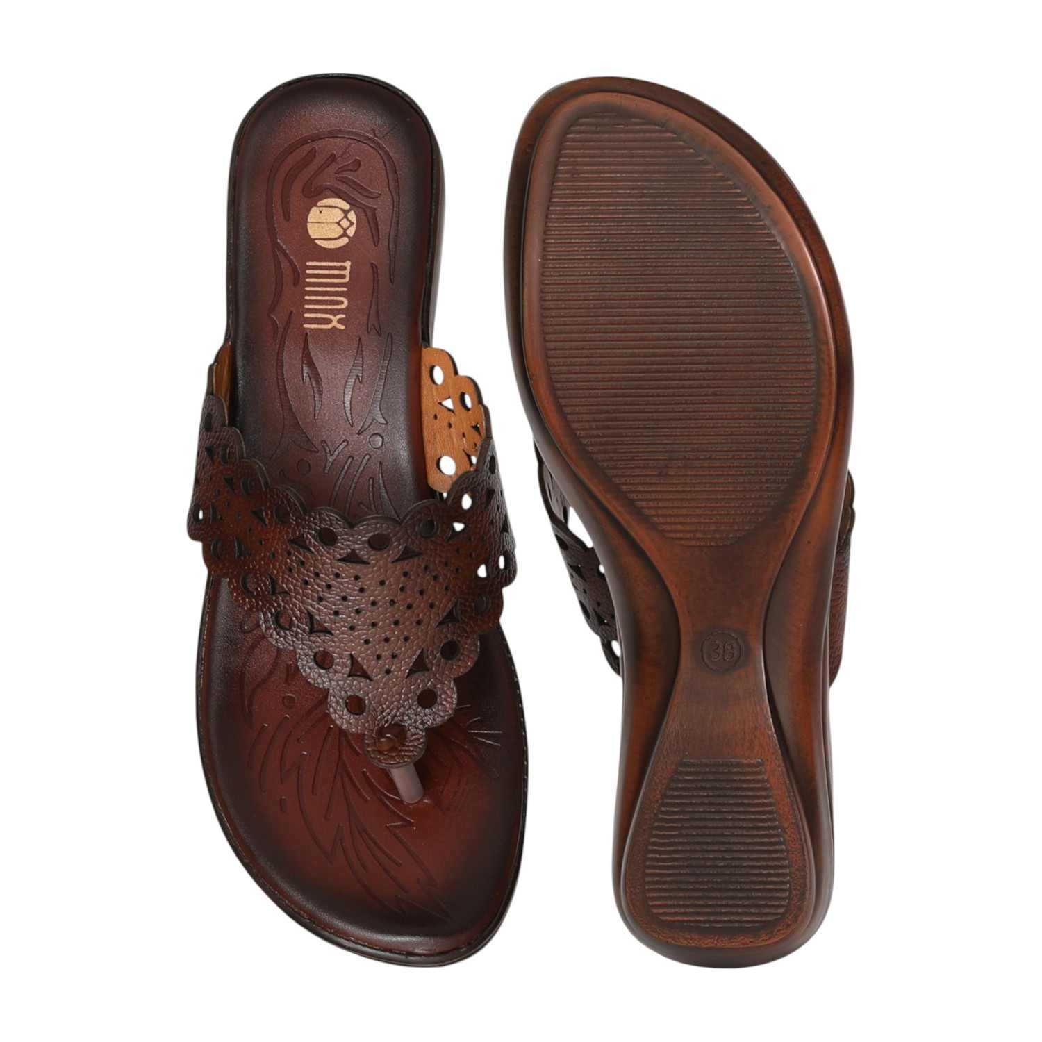 Women's Copper Rust Blossom Wedge  Sandal