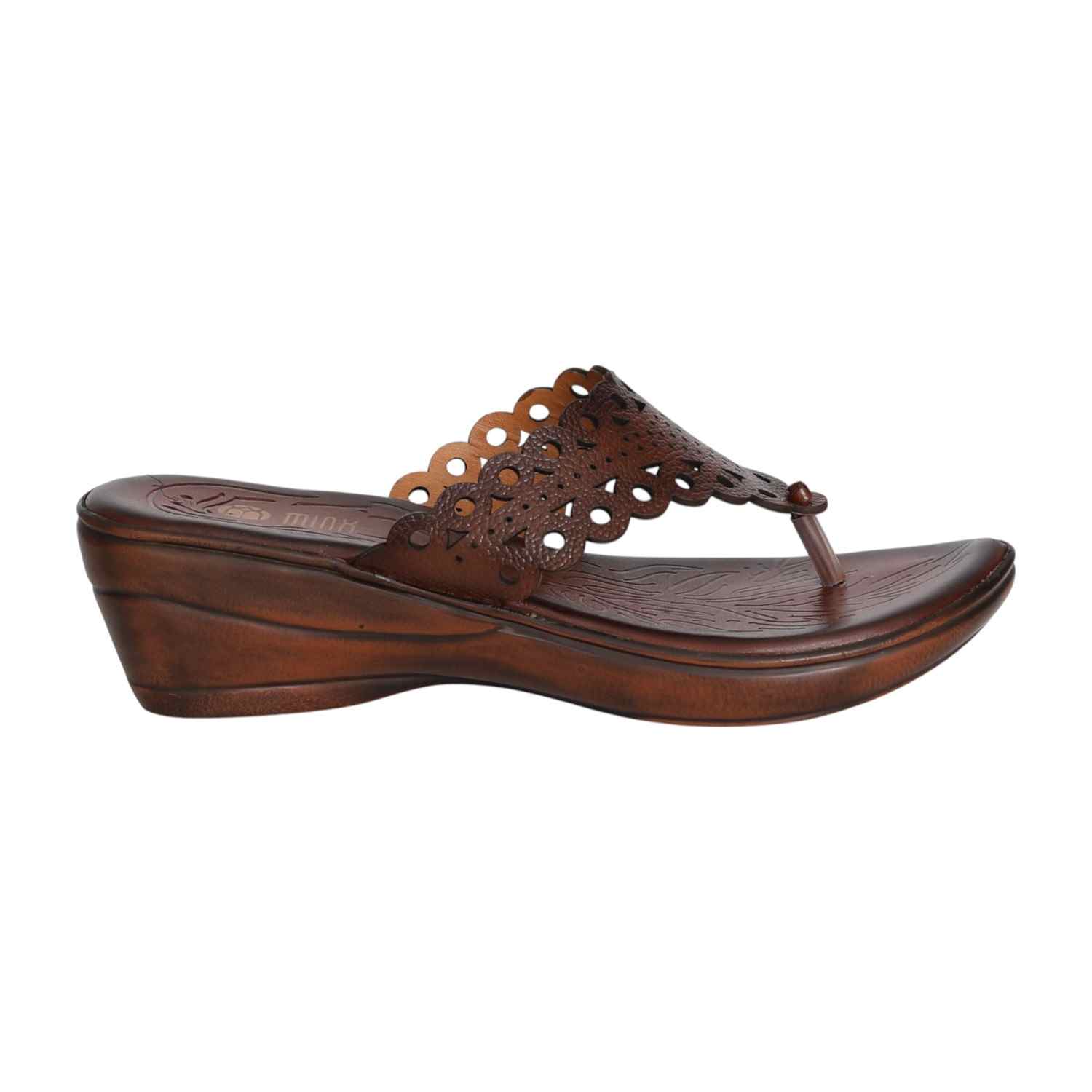 Women's Copper Rust Blossom Wedge  Sandal