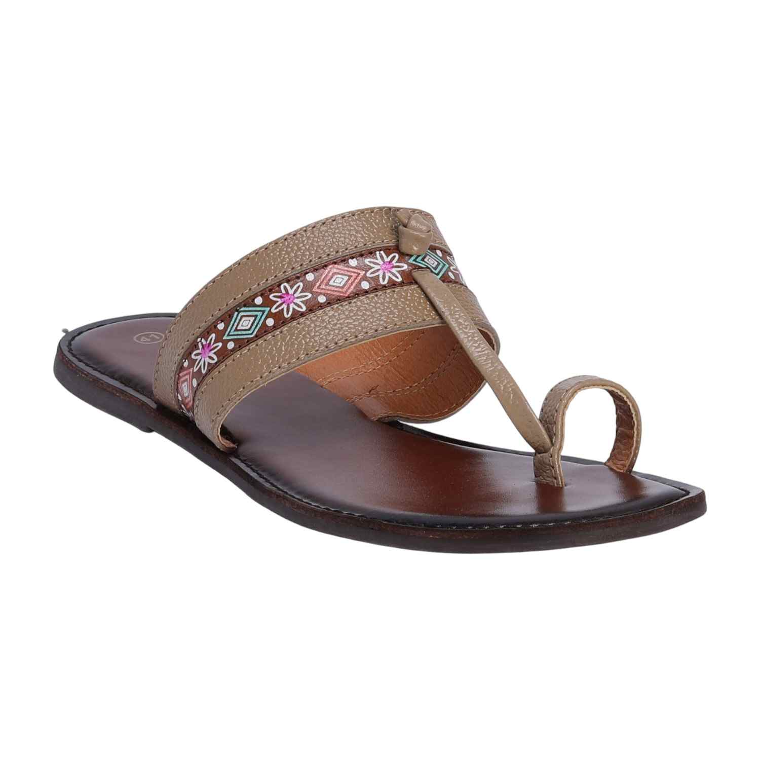 Beige Coloured Kolhapuris for Women