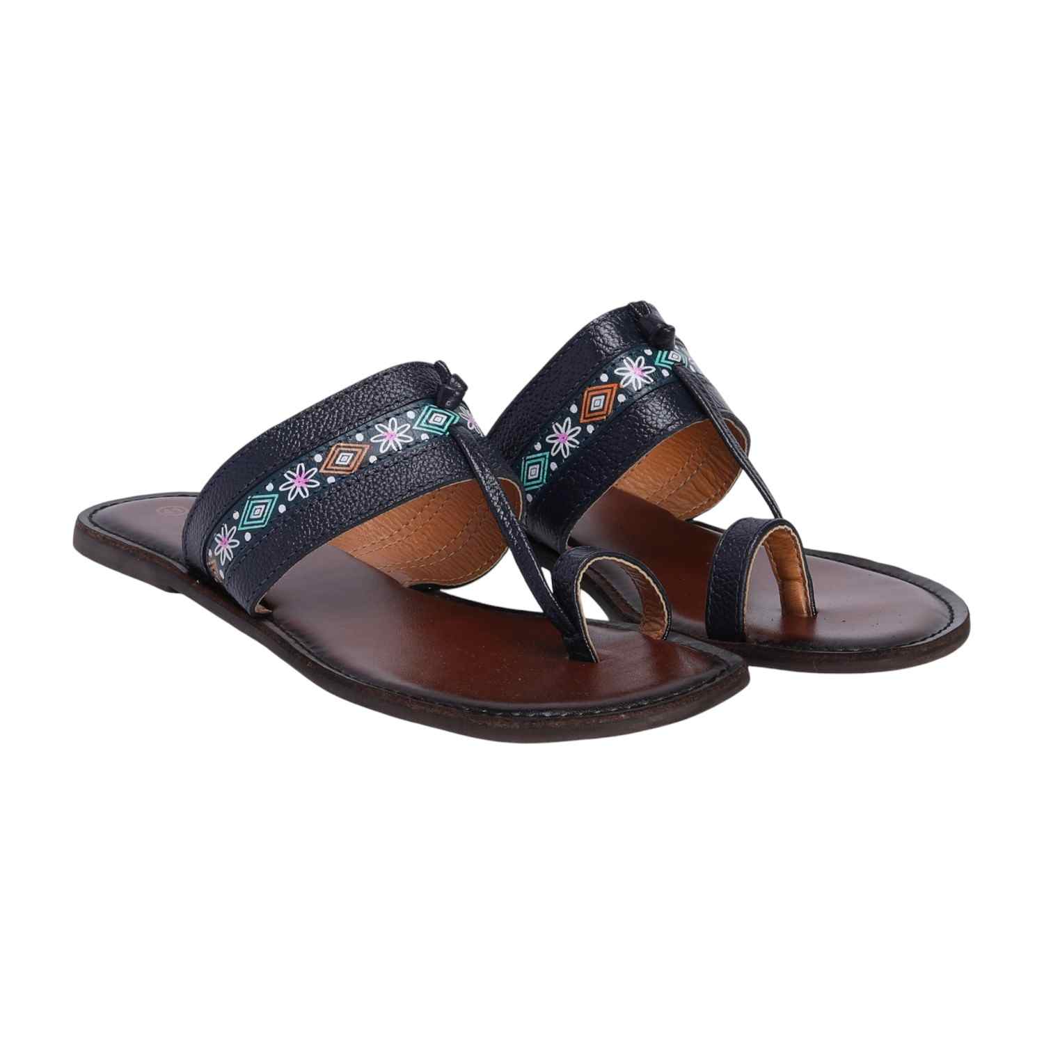 Navy Blue Kolhapuris for Women