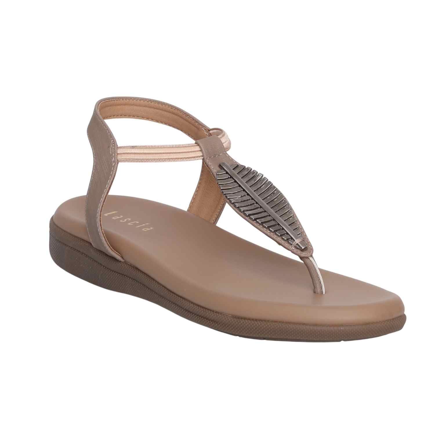 Women Chickoo Ankle Strap Flats