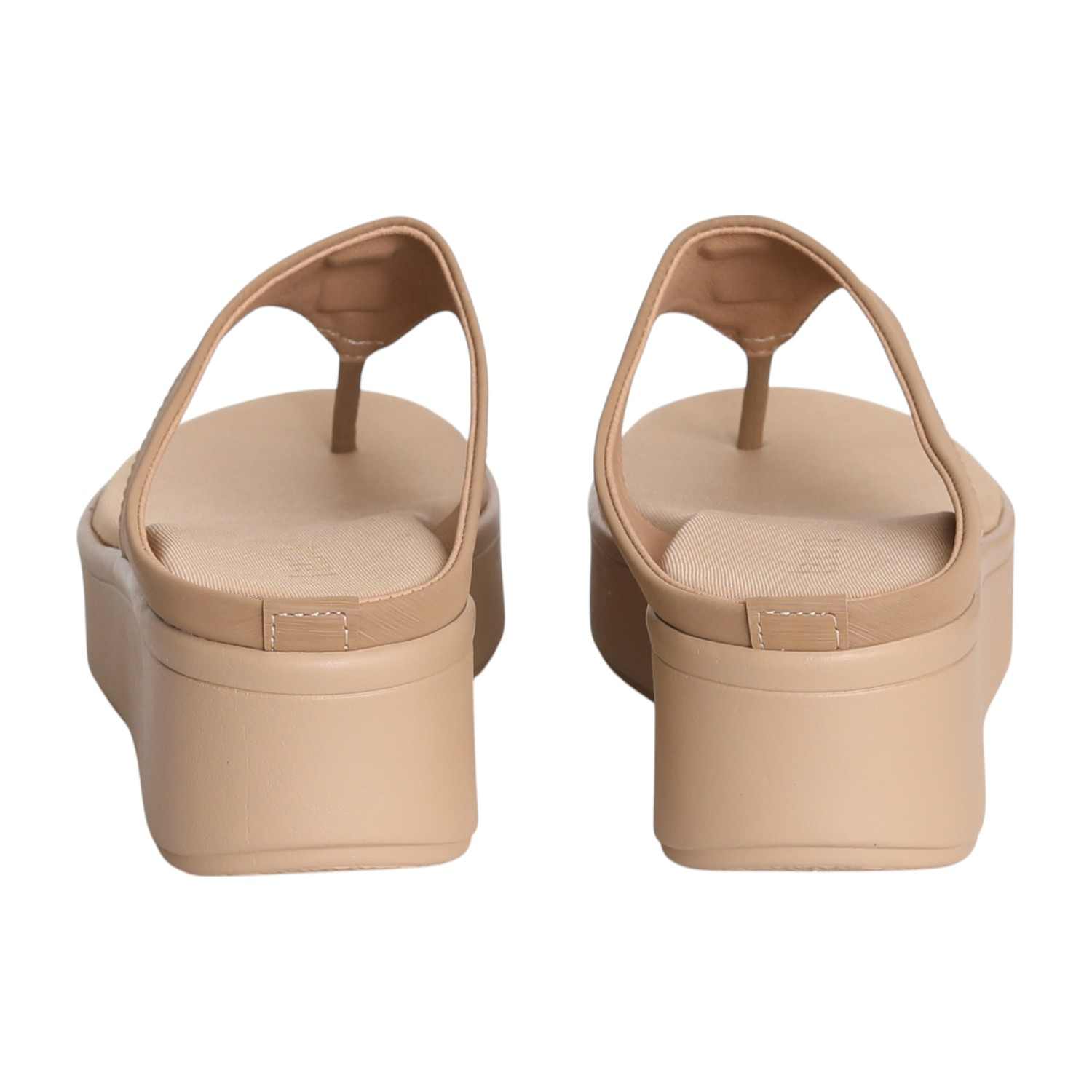 Women Tan Glow Medallion Platform Wedges