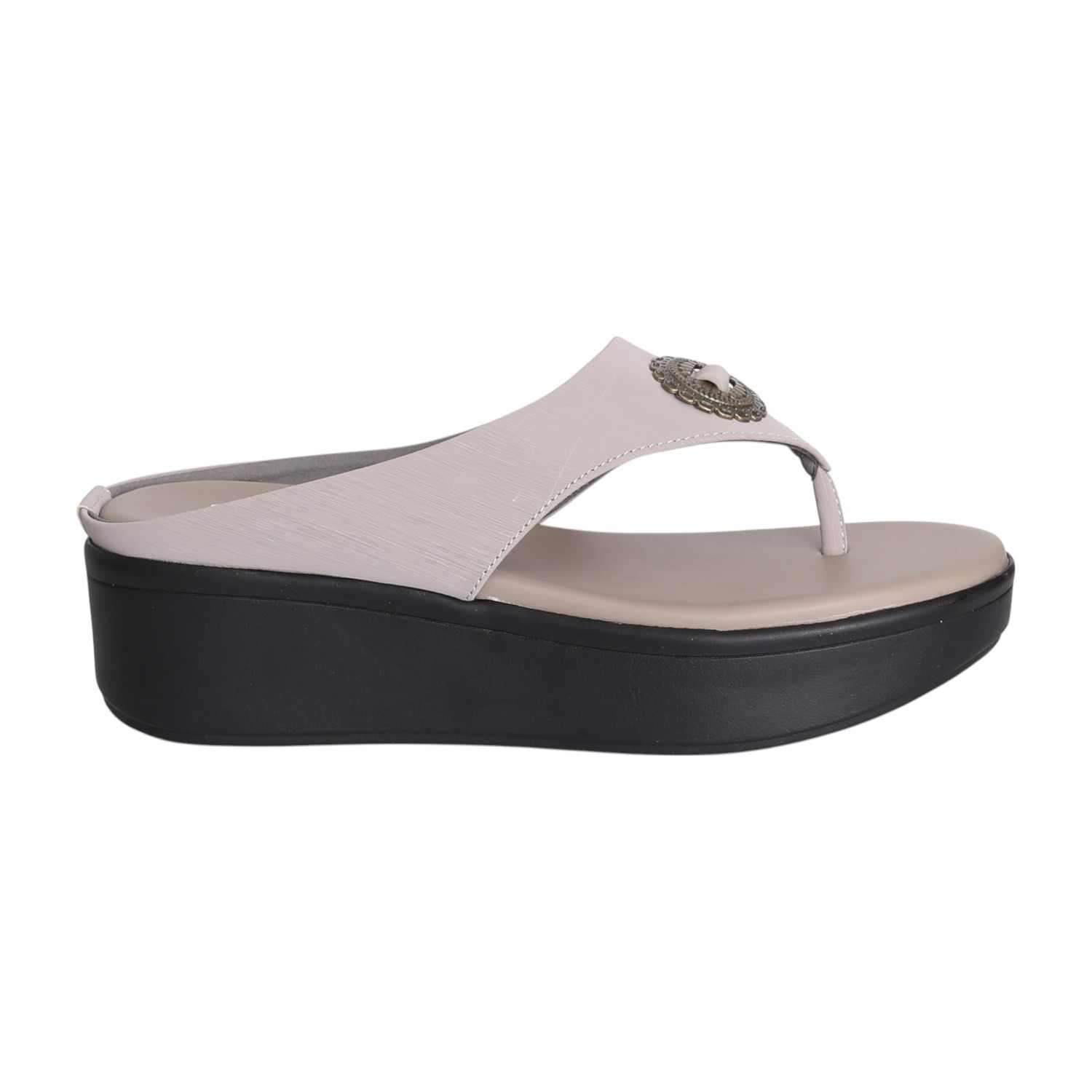 Women Grey Medallion Platform Wedges