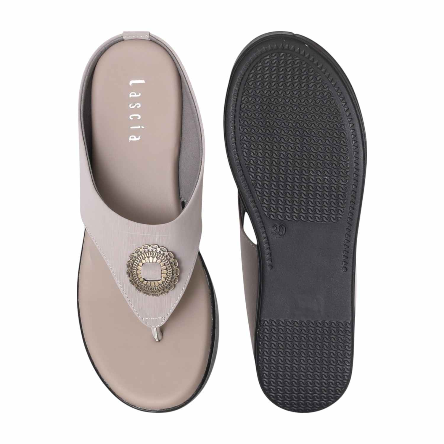 Women Grey Medallion Platform Wedges