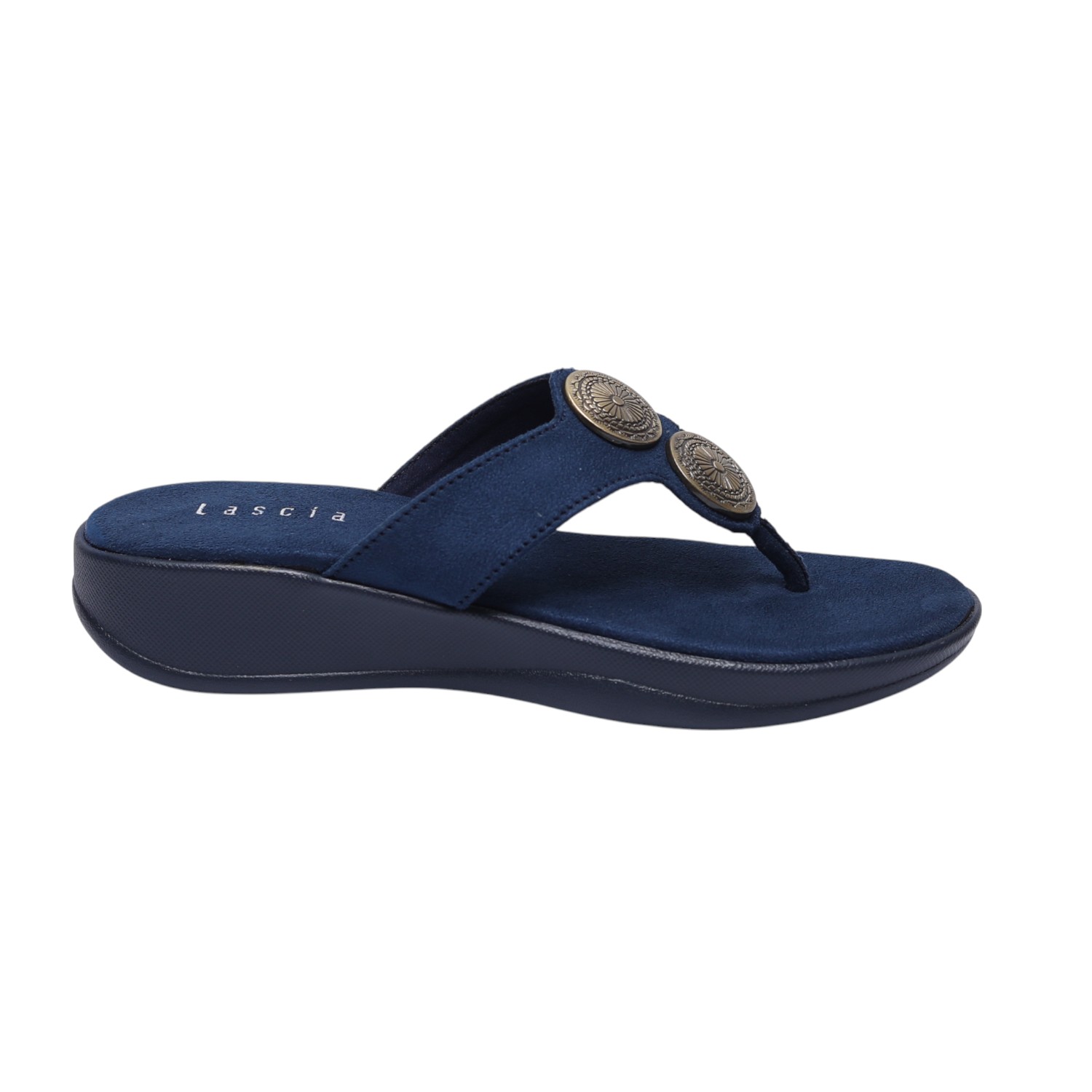 Brown Thongs with Metal Detailing for Women