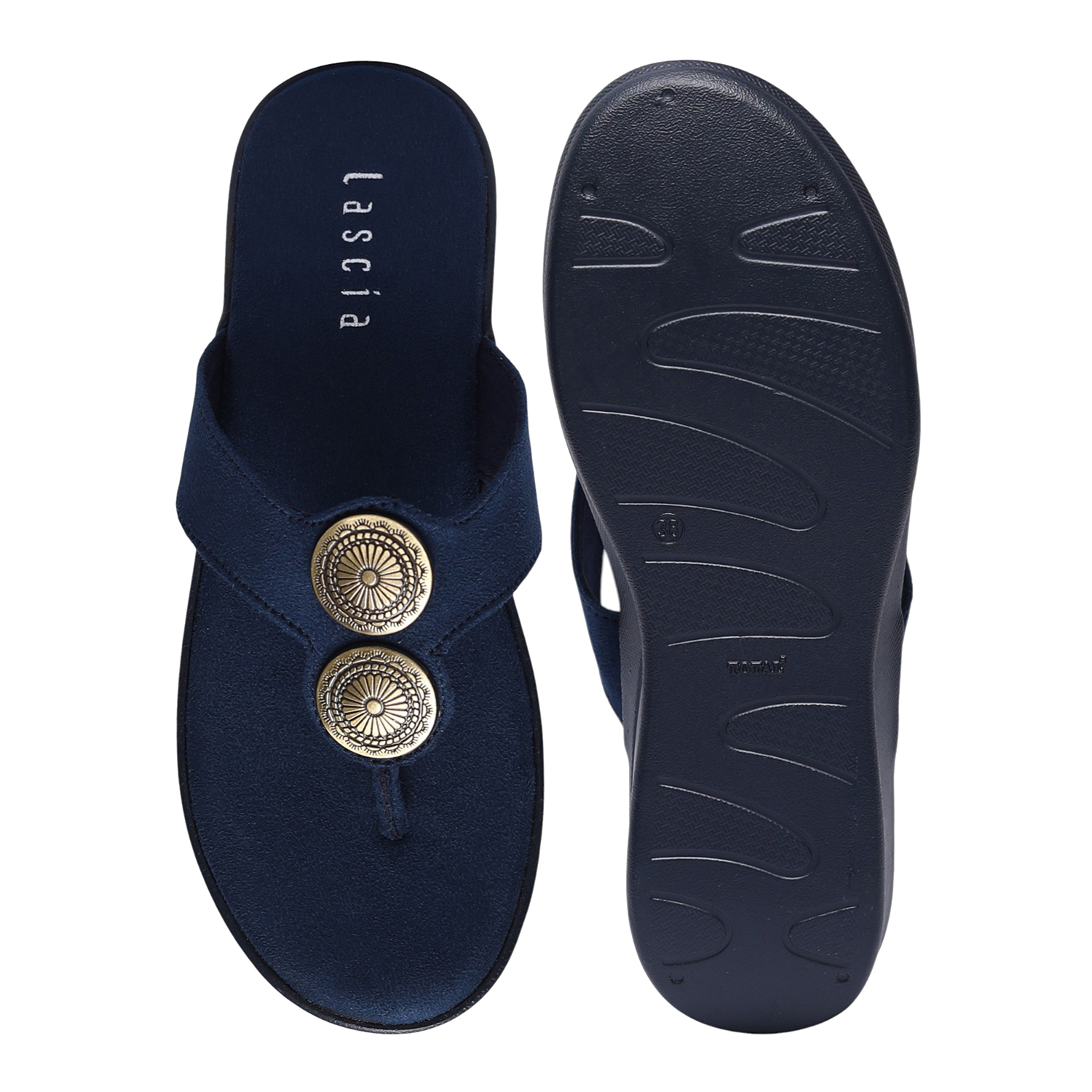 Brown Thongs with Metal Detailing for Women