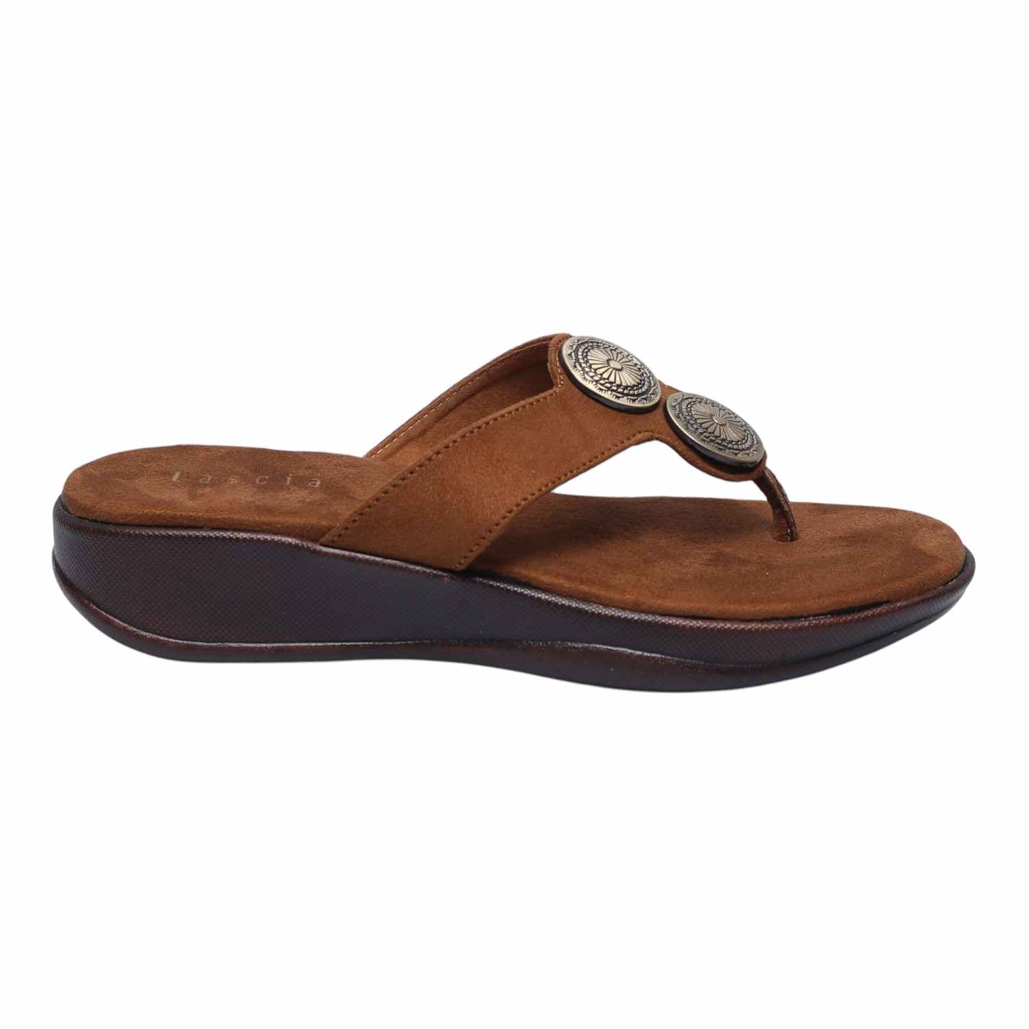 Women Brown Metallic Detail Thongs