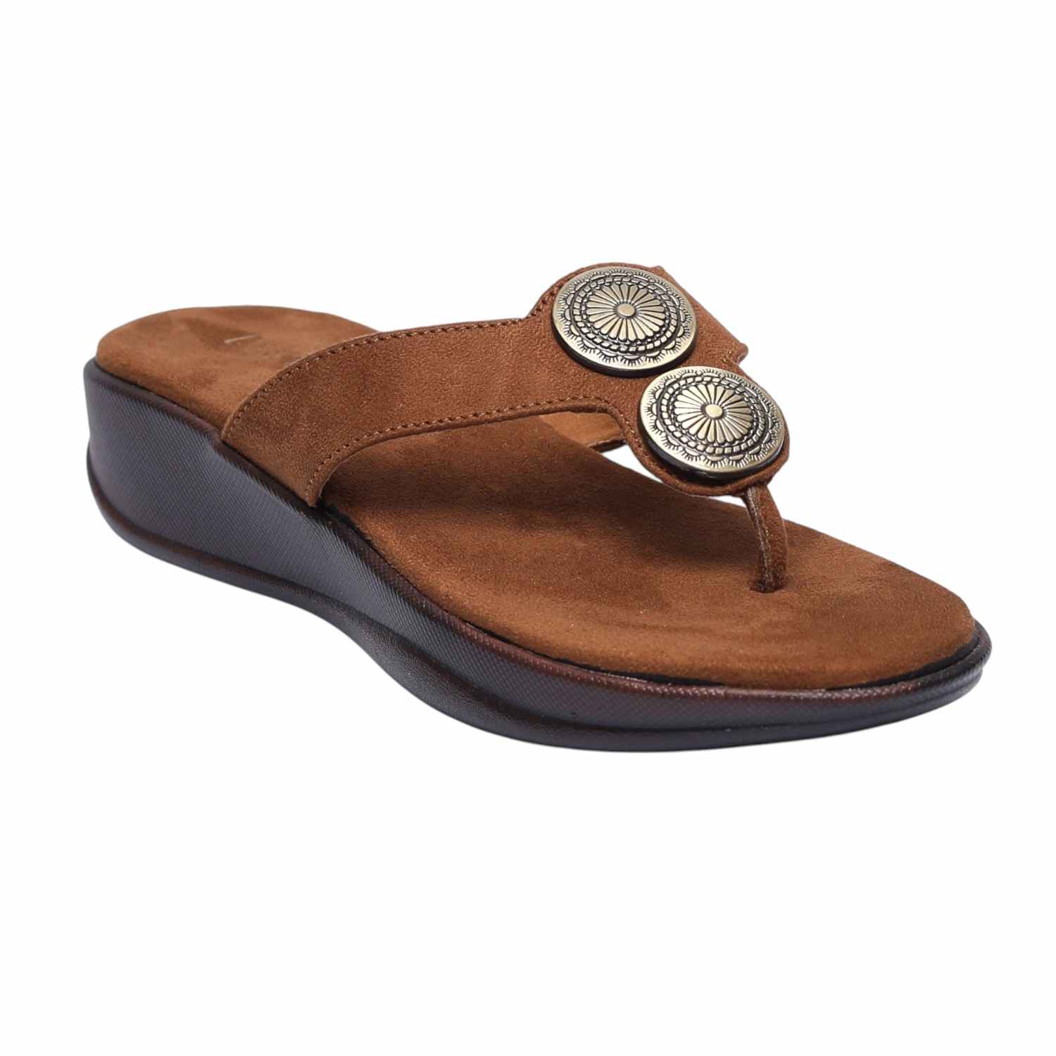 Women Brown Metallic Detail Thongs