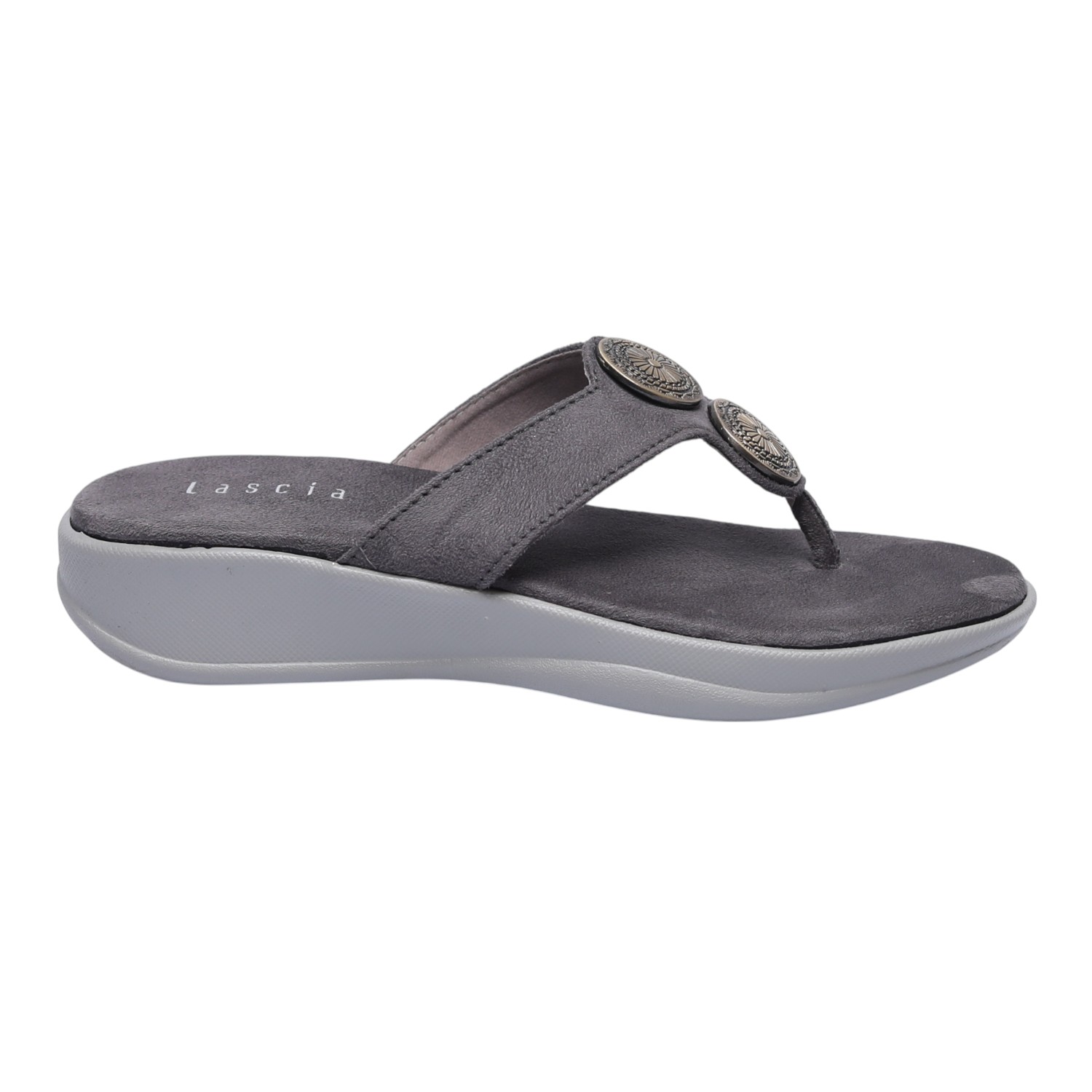 Brown Thongs with Metal Detailing for Women