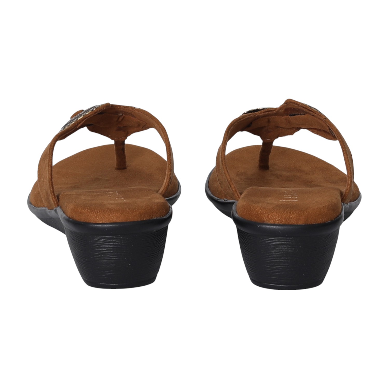 Women Bronze Thong Wedges  with Metallic Emballishment