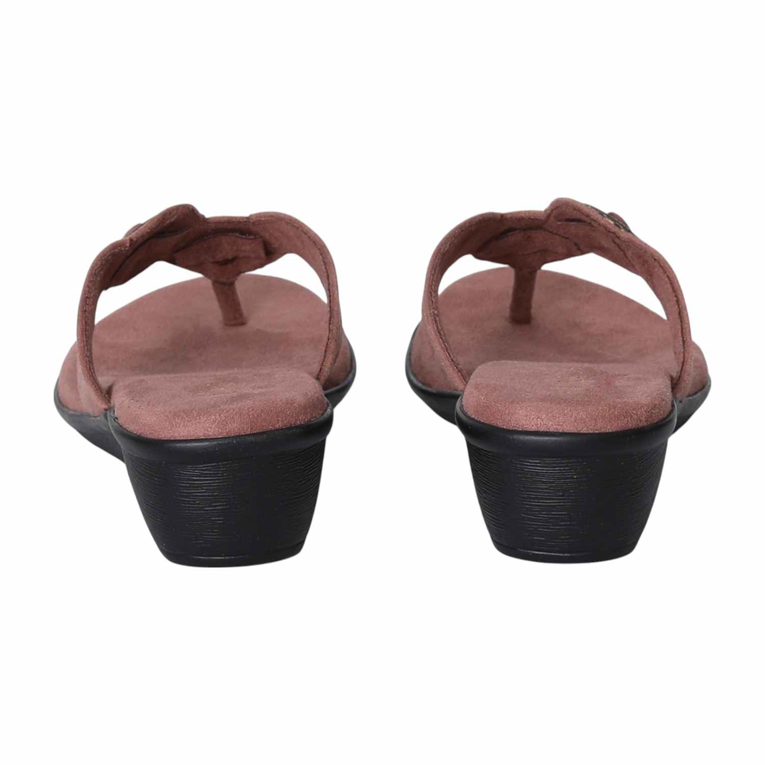 Women Peach Thong Wedges  with Metallic Emballishment