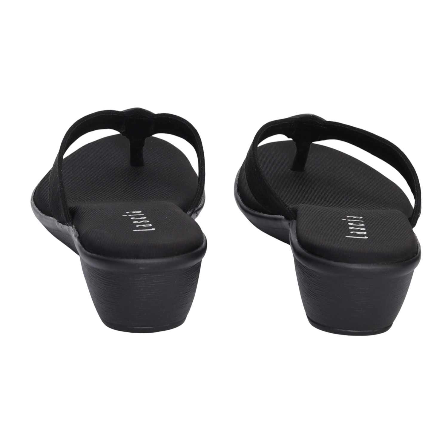 Women Black Luxe Wedge Sandals