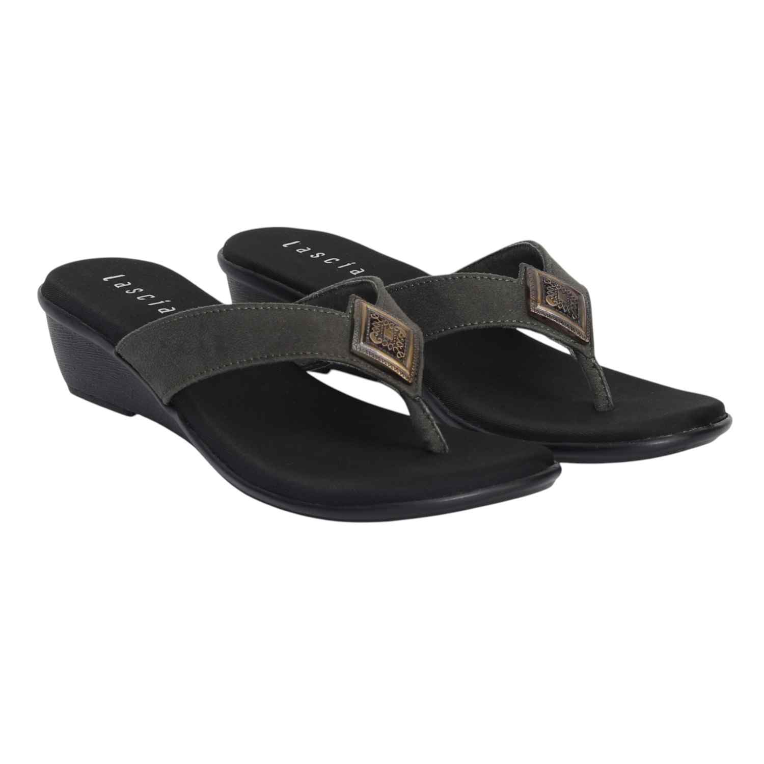 Women Olive Luxe Wedge Sandals