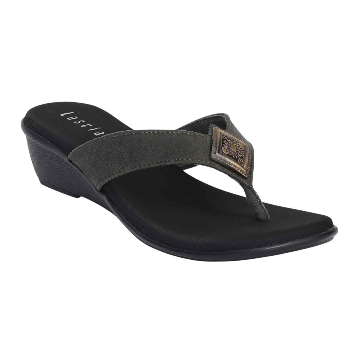 Women Olive Luxe Wedge Sandals
