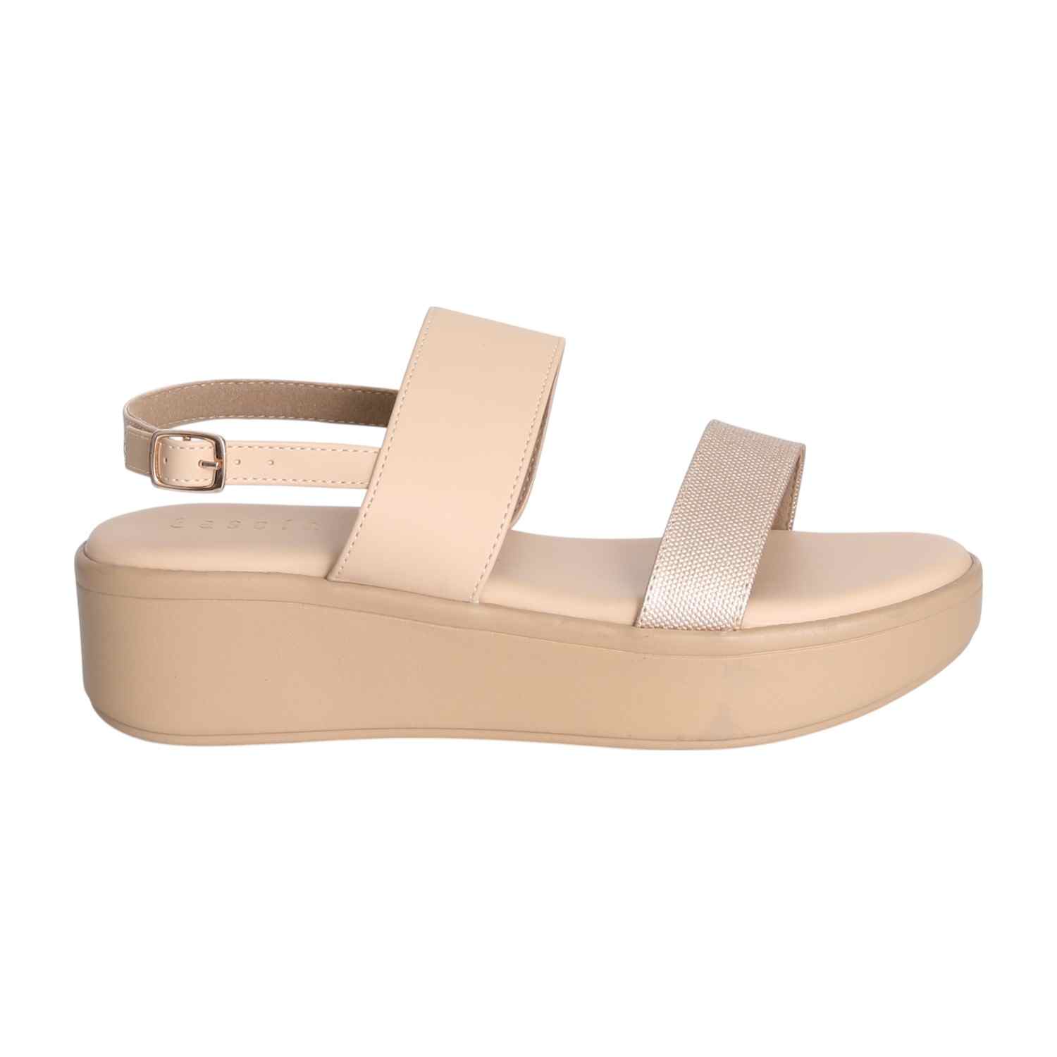 Women Beige Stride Dual Strap Platforms