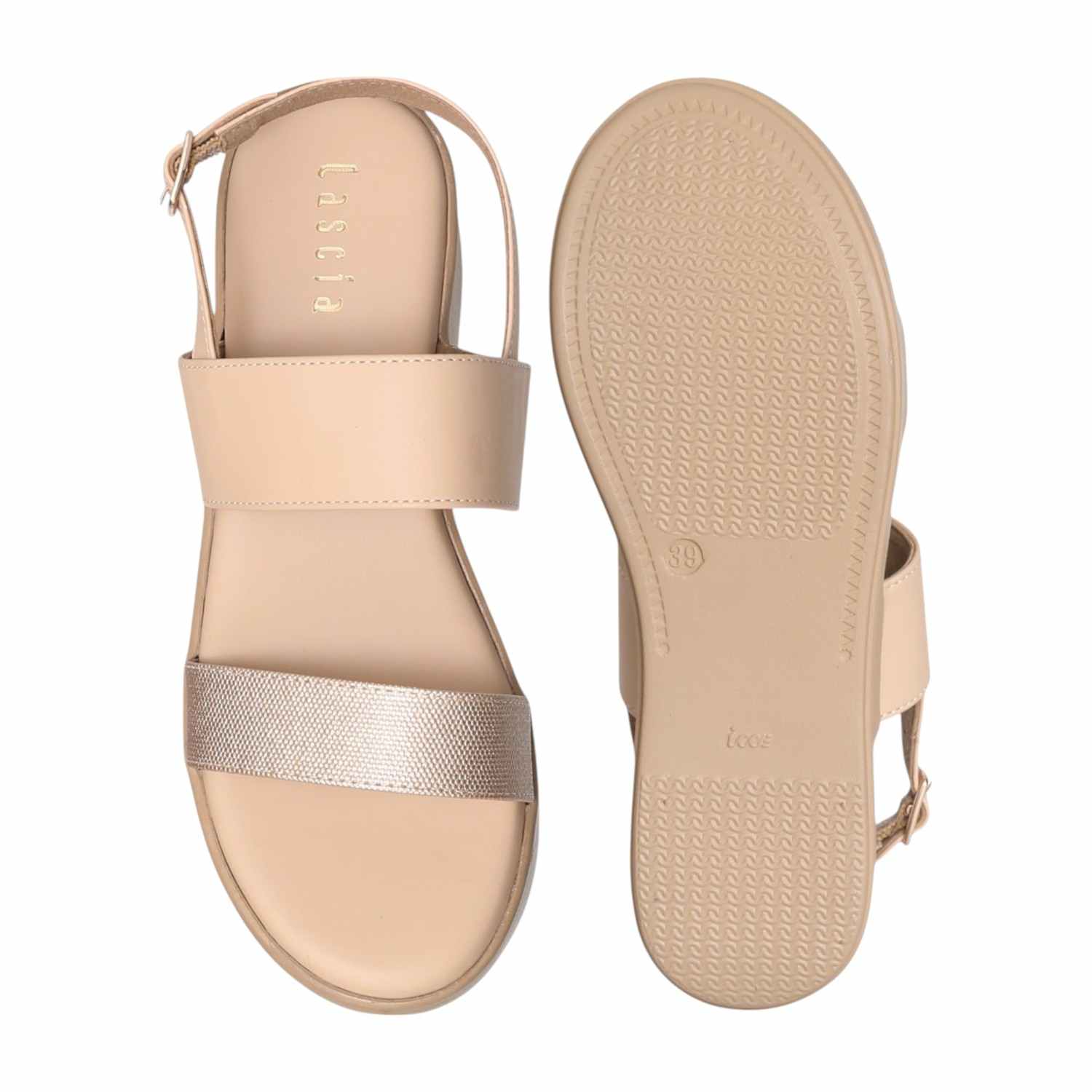 Women Beige Stride Dual Strap Platforms