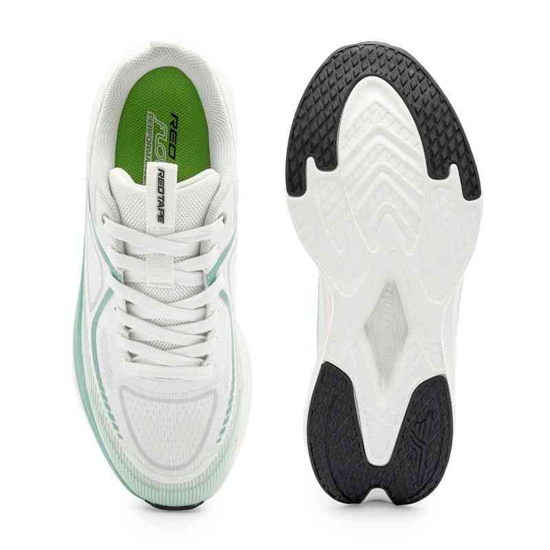 Men’s White & Mint Green Athletic Performance Running Shoes