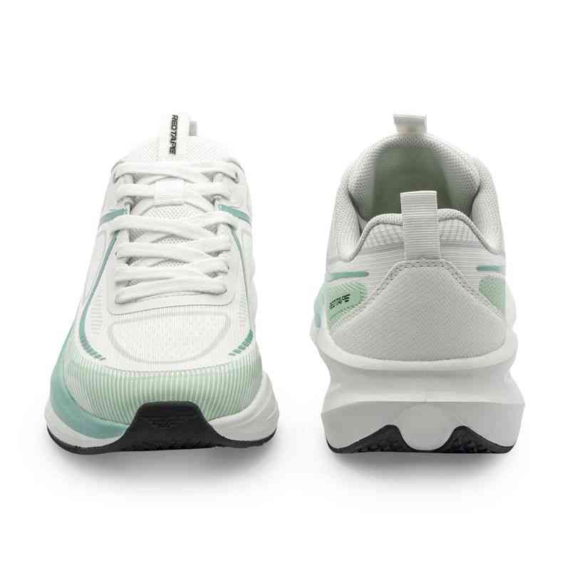 Men’s White & Mint Green Athletic Performance Running Shoes