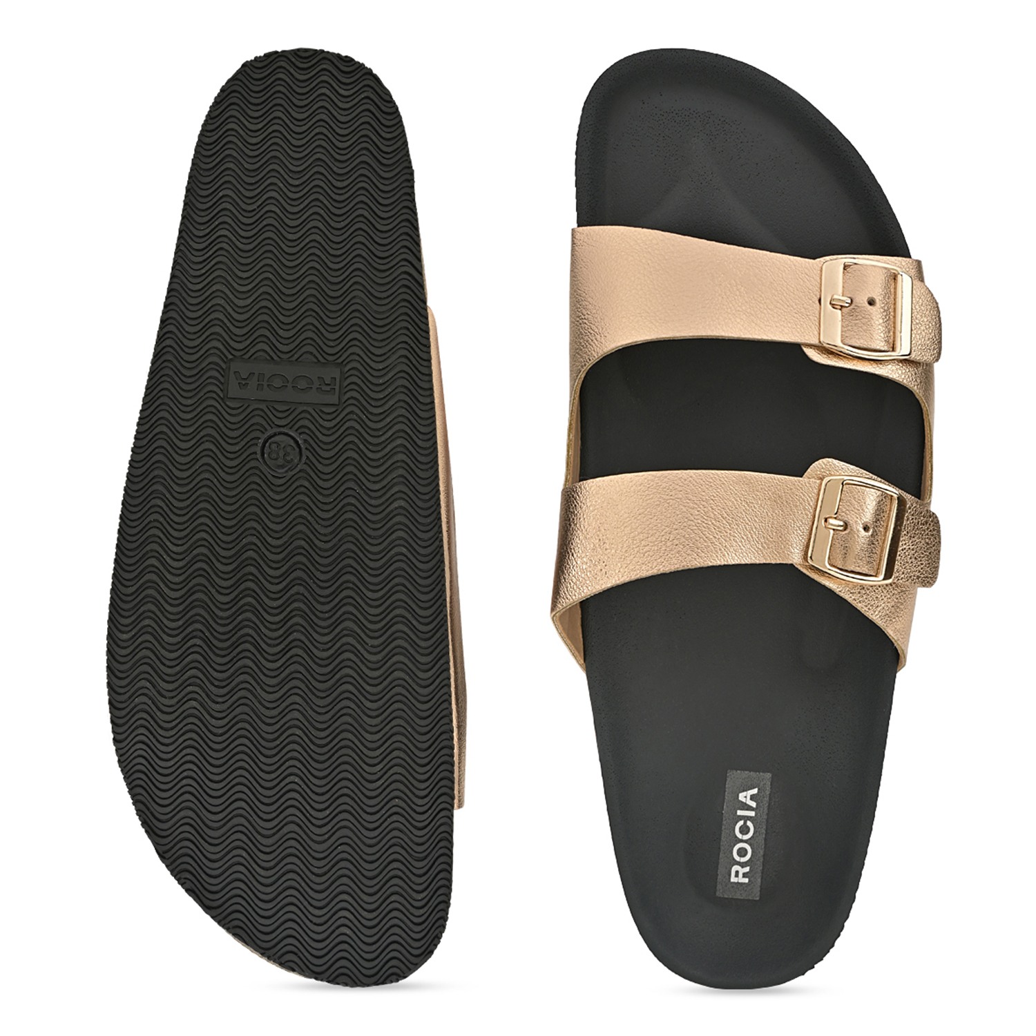 Women Open Toe Double Strap Flats