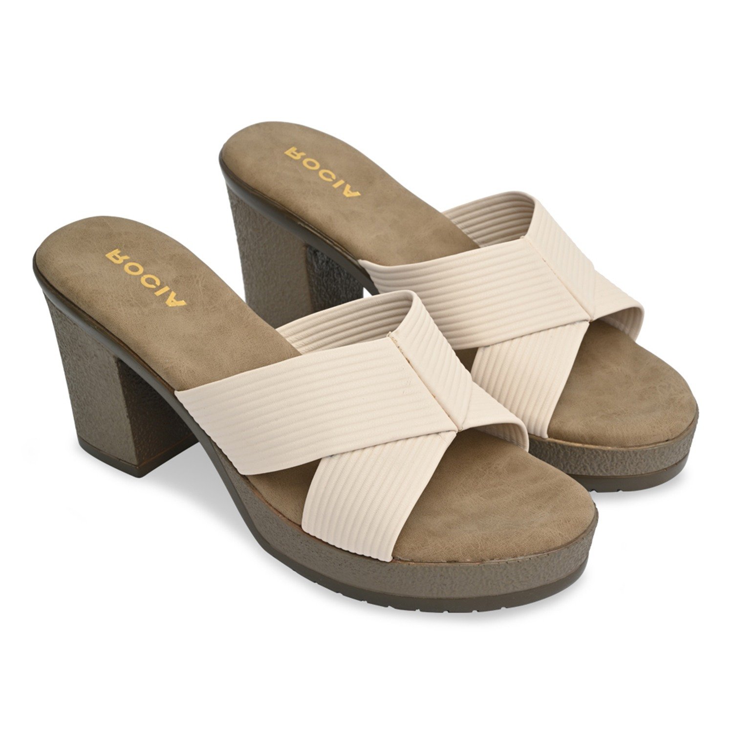 Women Criss Cross Block Heels