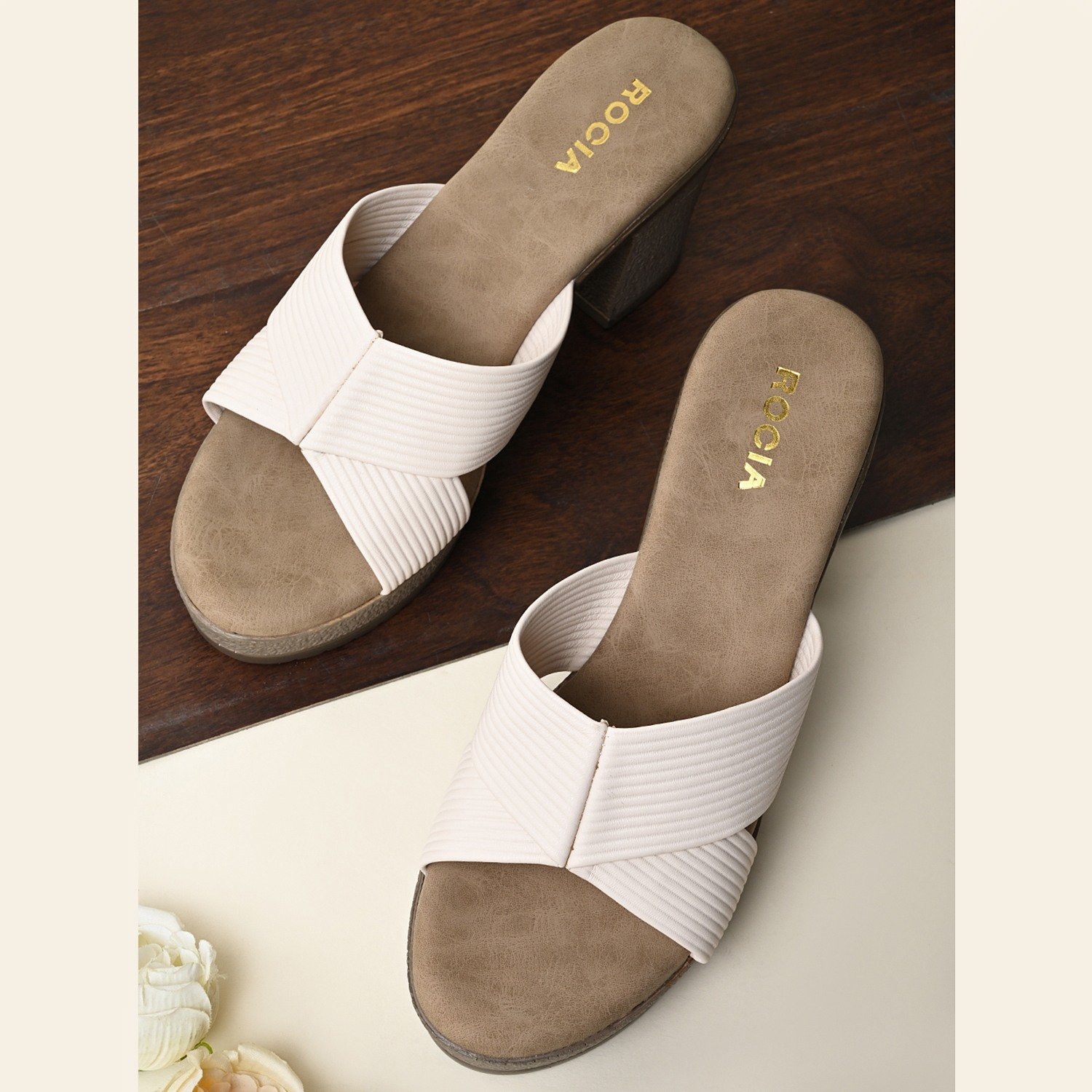 Women Criss Cross Block Heels