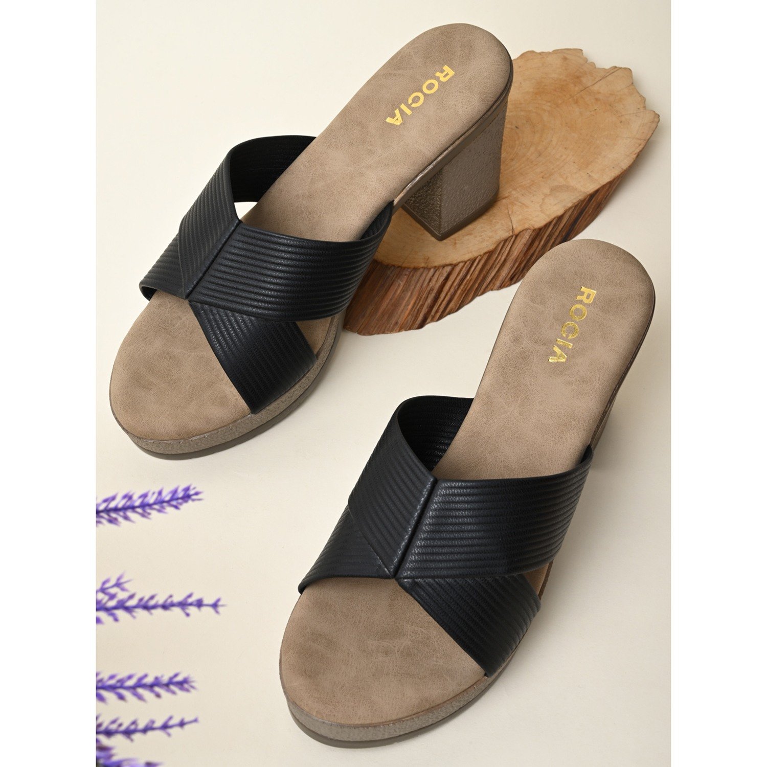 Women Criss Cross Block Heels