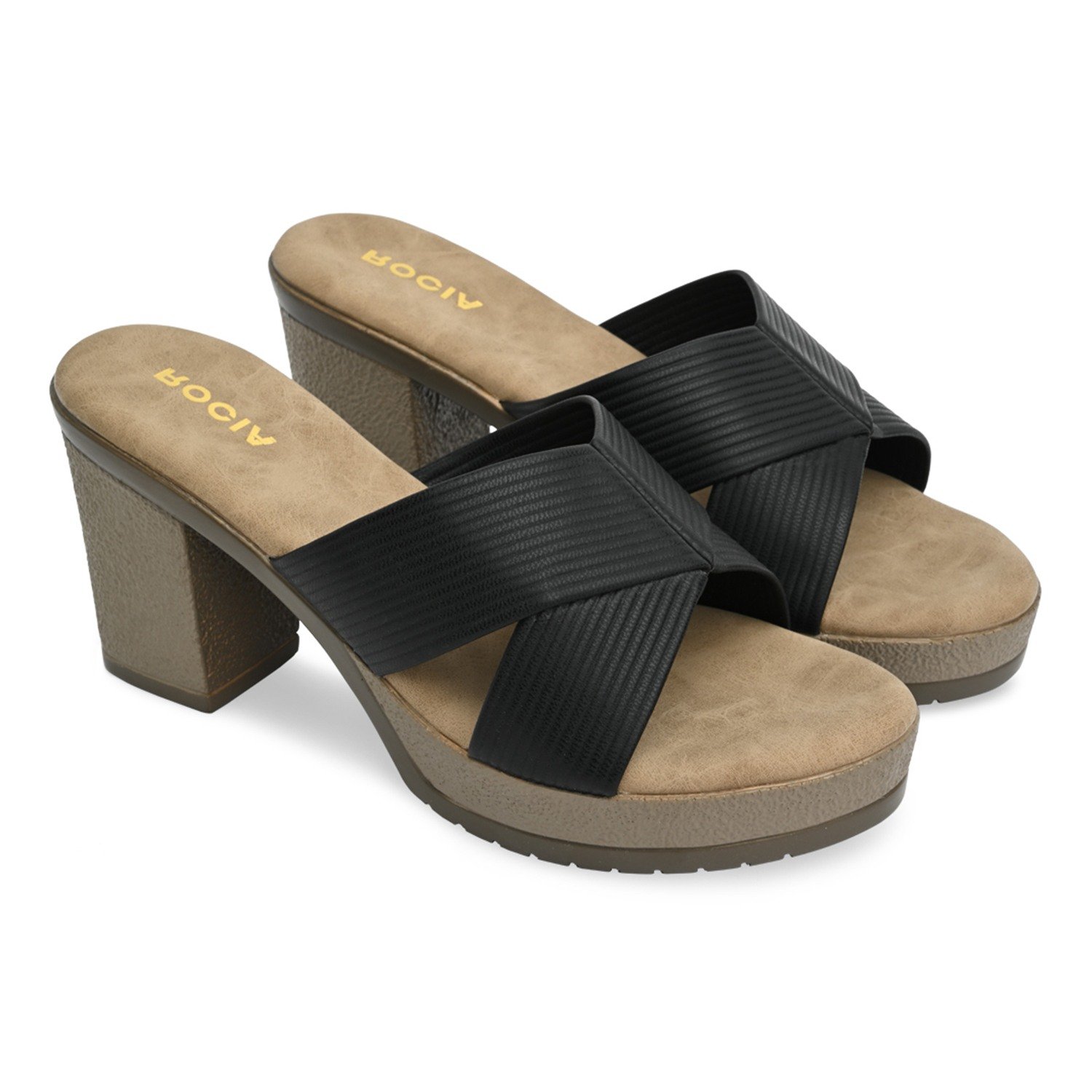 Women Criss Cross Block Heels