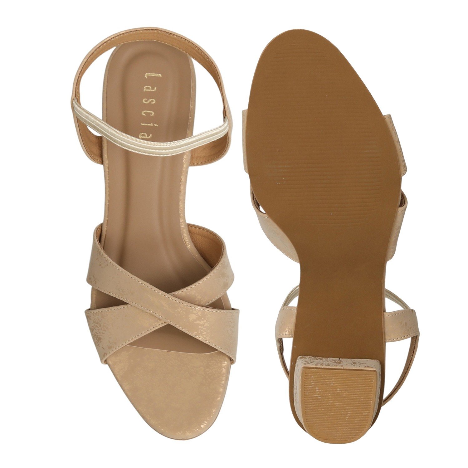 Women Beige Luxe Block Sandals
