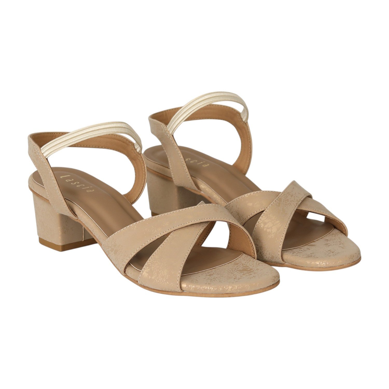 Women Beige Luxe Block Sandals