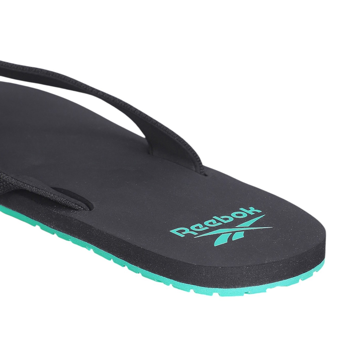 Men Black Flip Flops with Aqua Accents