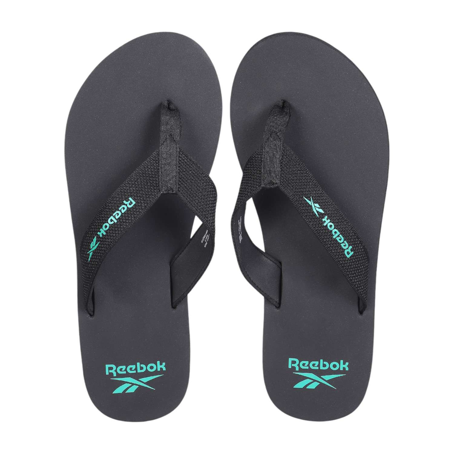 Men Black Flip Flops with Aqua Accents