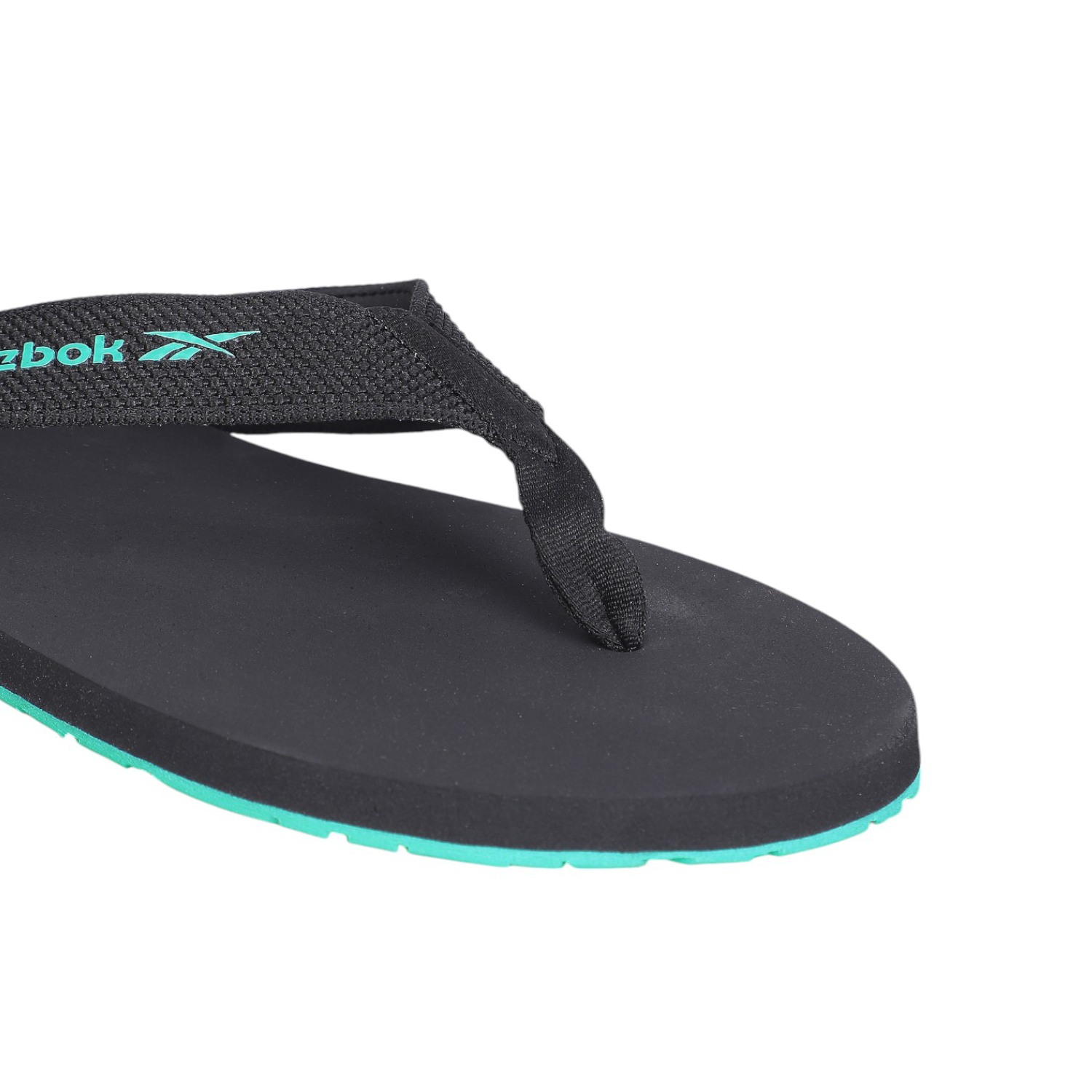 Men Black Flip Flops with Aqua Accents