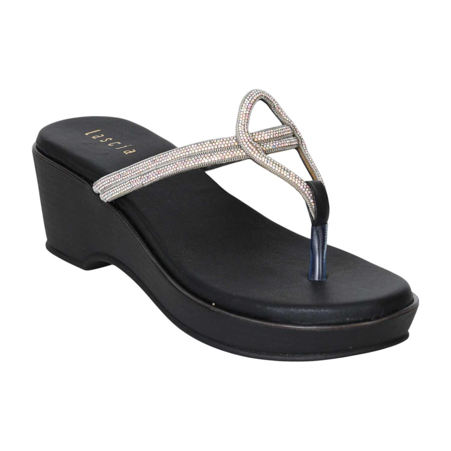 Women Elegant Curve Black Sandals