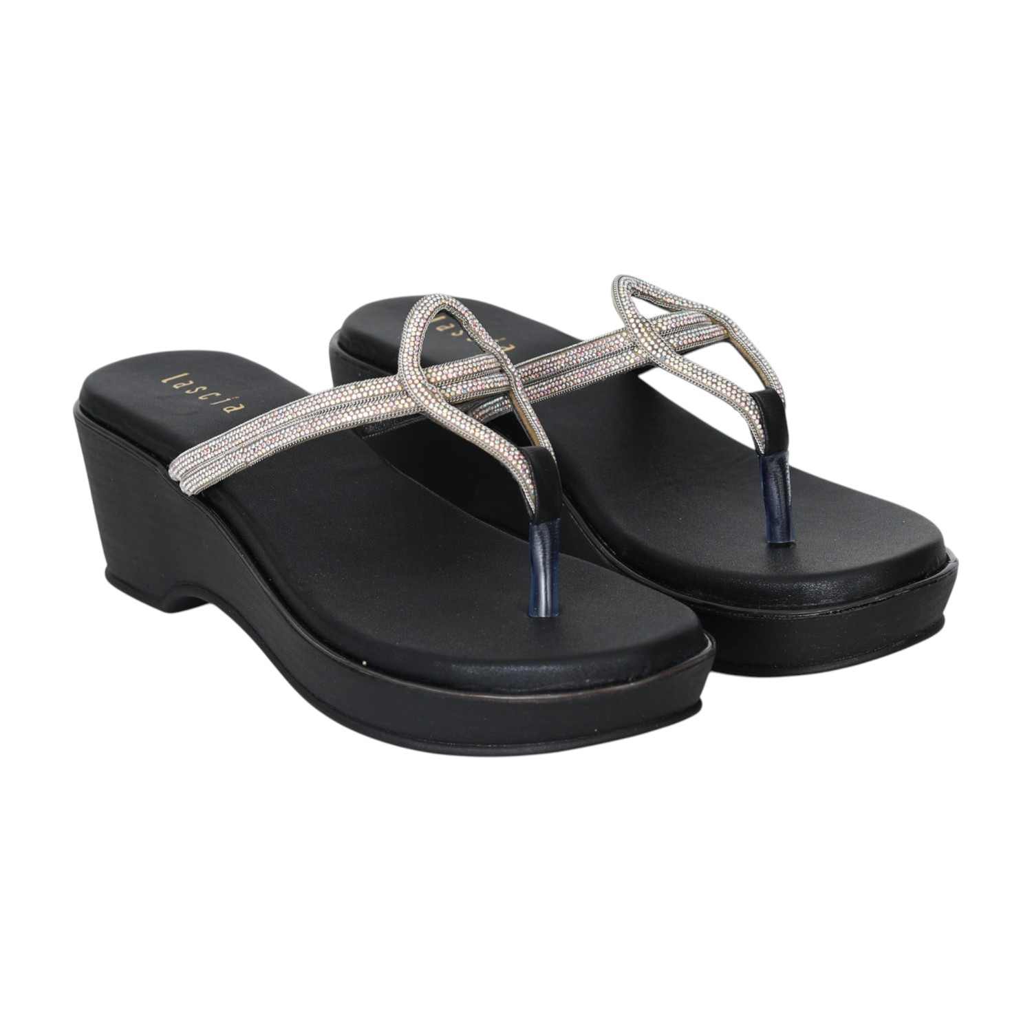 Women Elegant Curve Black Sandals