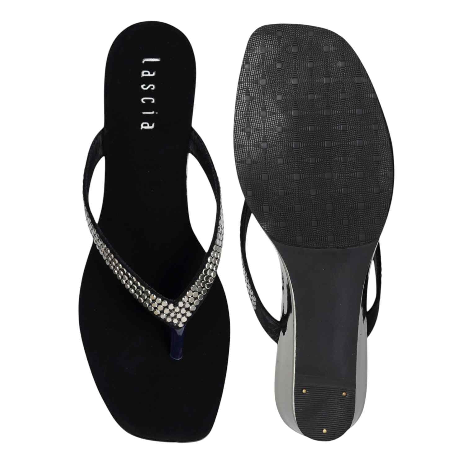 Women Black Glimmer Touch Sandals