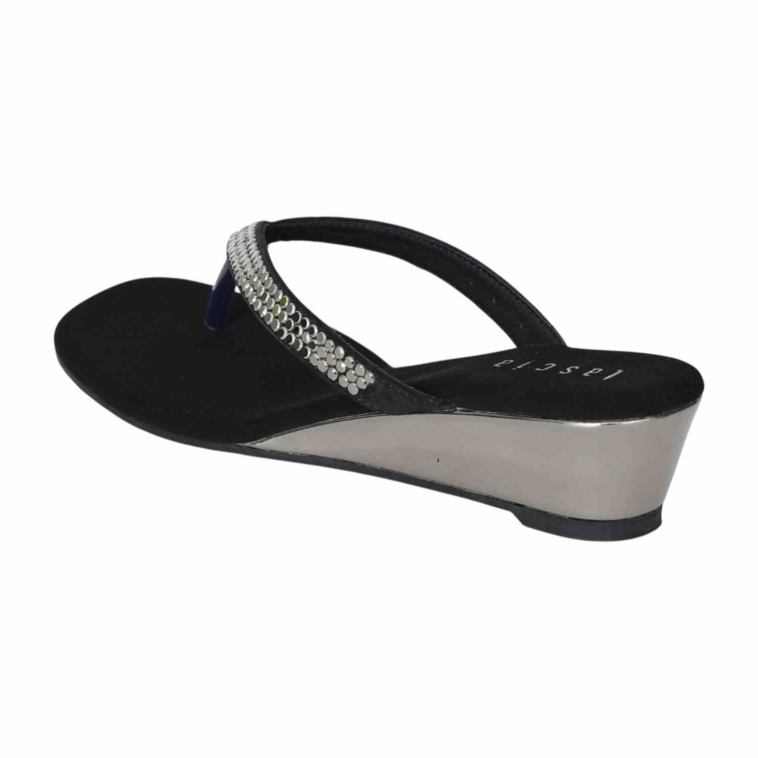 Women Black Glimmer Touch Sandals