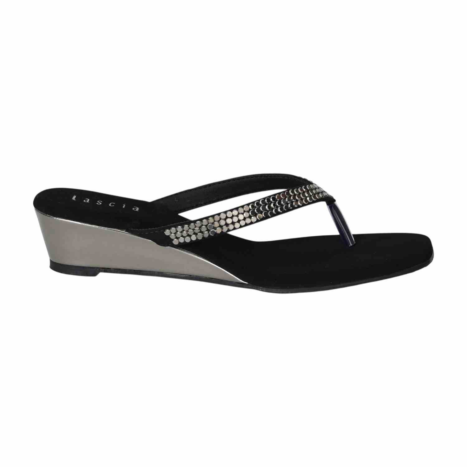 Women Black Glimmer Touch Sandals