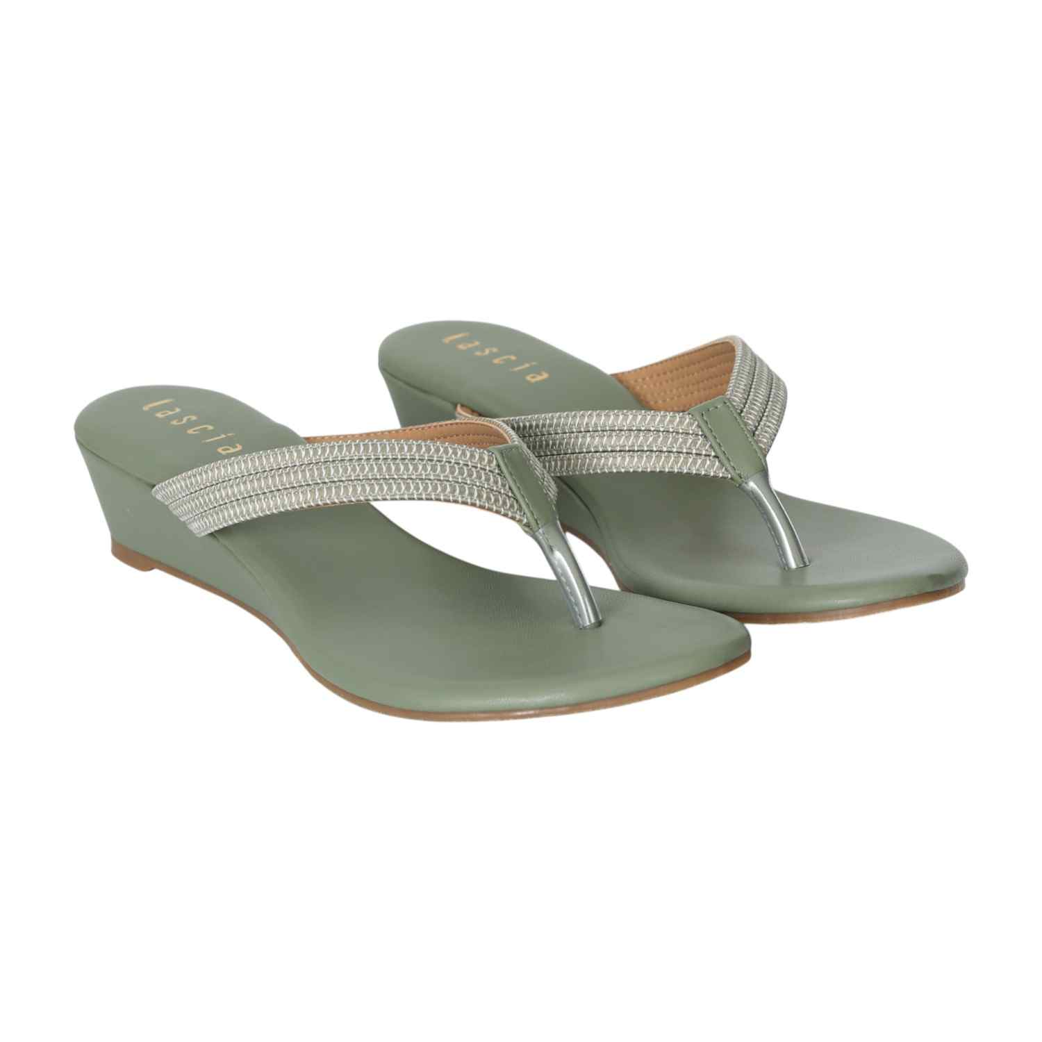 Women Muted Green Heeled Slip-On