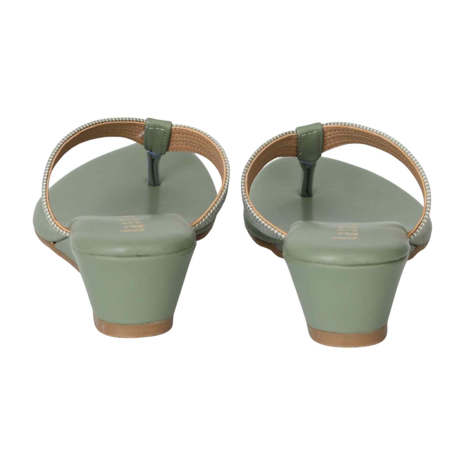 Women Muted Green Heeled Slip-On