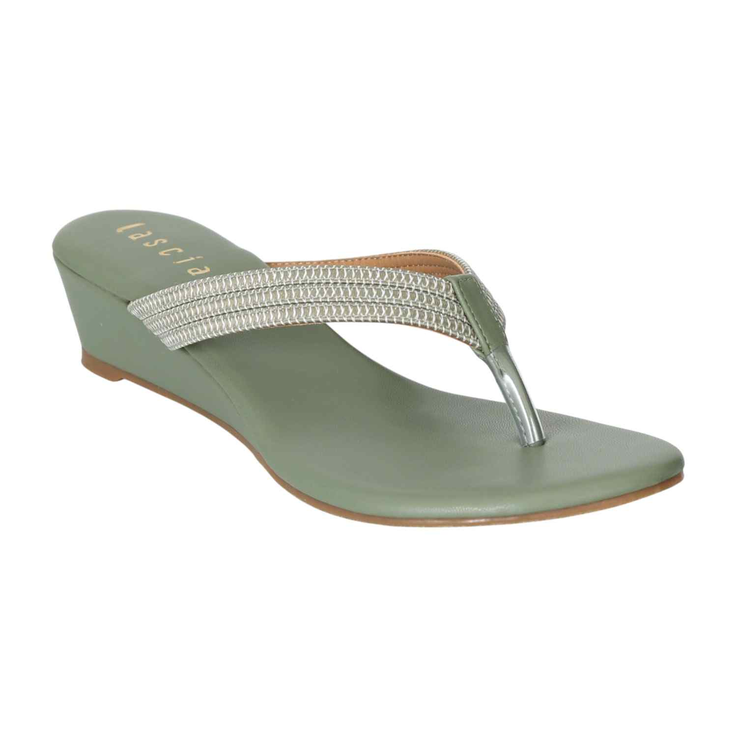 Women Muted Green Heeled Slip-On