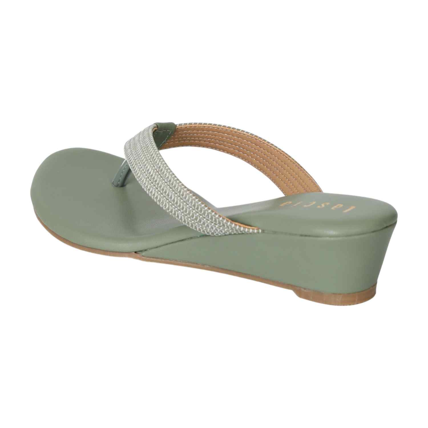 Women Muted Green Heeled Slip-On