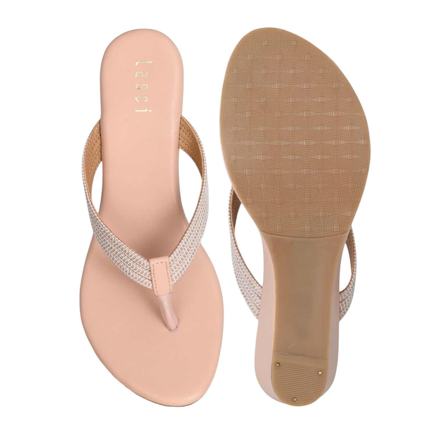 Women Blush Peach Heeled Slip-On